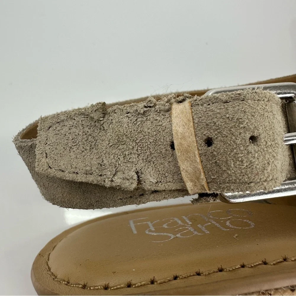 Franco Sarto Julien suede wedge Sandal Taupe Espadrilles 9.5 casual boho western